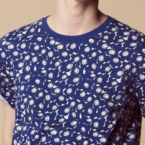 SANDRO PARIS FLORAL PRINT T-SHIRT NAVY & WHITE - Picture 6 of 11